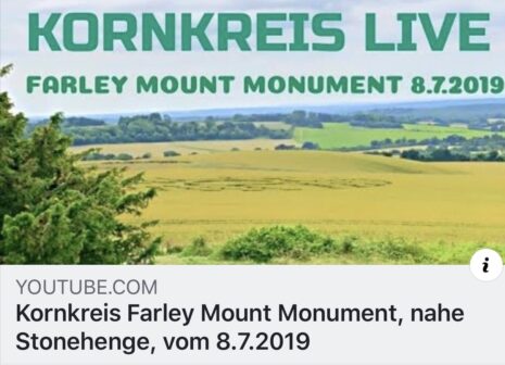 Kornkreis Farley Mount Monument, nahe Stonehenge, vom 8.7.2019
