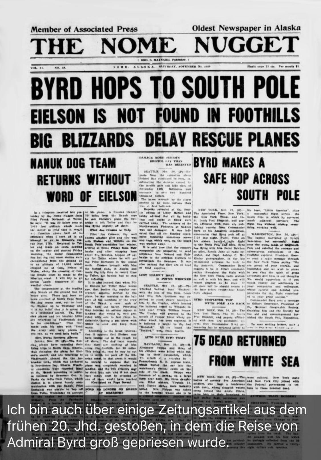admiral byrd zeitungsartikel
